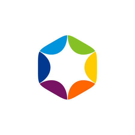 set Colorful Hexagon Room Logo Template Illustration Design.のイラスト素材