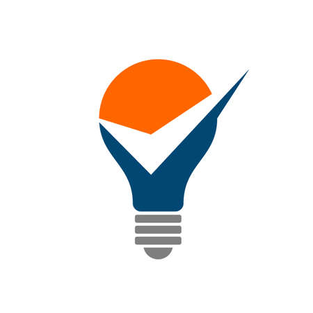 Check Mark Bulb Vector Illustration Logo Template Illustration Design.のイラスト素材