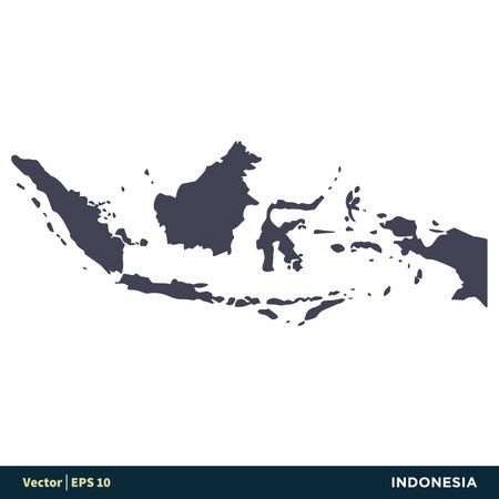 Indonesia - Asia Countries Map Icon Vector Logo Template Illustration Design. Vector EPS 10.のイラスト素材
