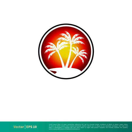 Coconut Tree Island Icon Vector Logo Template Illustration Design. Vector EPS 10.のイラスト素材