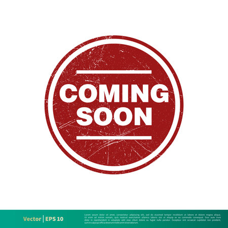 Red Circle Grunge Coming Soon Banner Vector Template Illustration Design. Vector EPS 10.のイラスト素材