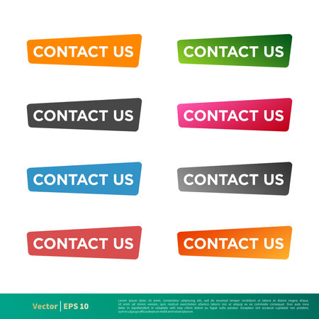 Contact Us Button Sticker Icon Vector Template Illustration Design. Vector EPS 10.のイラスト素材