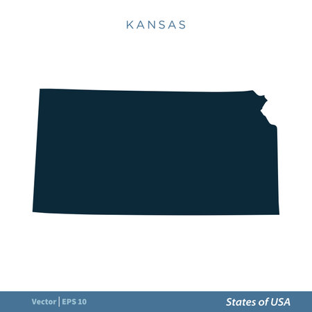 Kansas - States of US Map Icon Vector Template Illustration Design. Vector EPS 10.のイラスト素材
