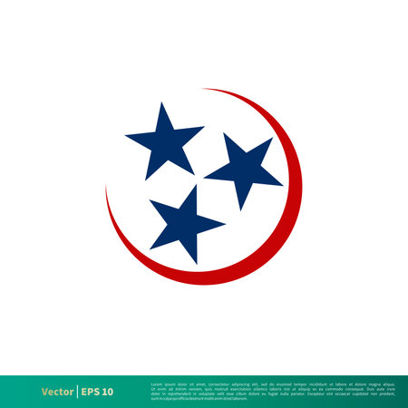 Three Stars, Tennessee Flag Icon Vector Logo Template Illustration Design. Vector EPS 10.のイラスト素材