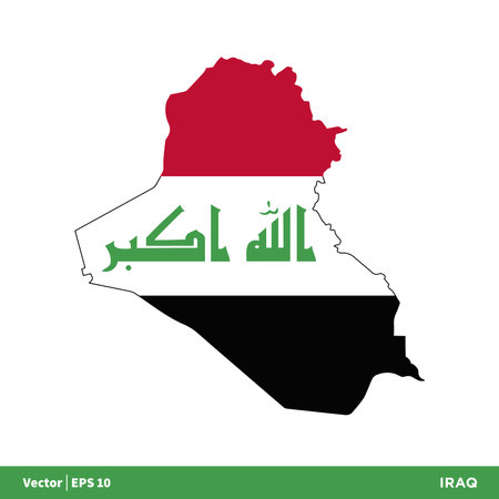 Iraq - Asia Countries Map and Flag Icon Vector Logo Template Illustration Design. Vector EPS 10.のイラスト素材