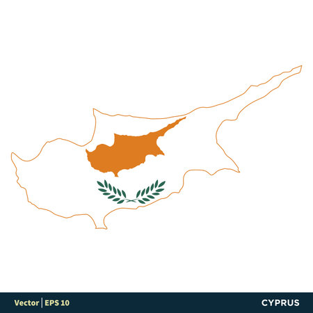 Cyprus - Europe Countries Map and Flag Vector Icon Template Illustration Design. Vector EPS 10.のイラスト素材