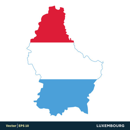 Luxembourg - Europe Countries Map and Flag Vector Icon Template Illustration Design. Vector EPS 10.のイラスト素材