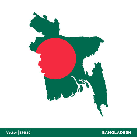 Bangladesh - Asia Countries Map and Flag Icon Vector Logo Template Illustration Design. Vector EPS 10.のイラスト素材