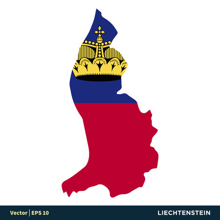 Liechtenstein - Europe Countries Map and Flag Vector Icon Template Illustration Design. Vector EPS 10.のイラスト素材
