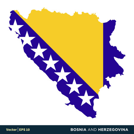 Bosnia and Herzegovina - Europe Countries Map and Flag Vector Icon Template Illustration Design. Vector EPS 10.のイラスト素材