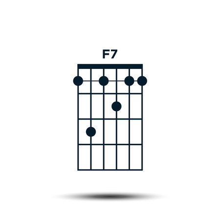 F7, Basic Guitar Chord Chart Icon Vector Templateのイラスト素材