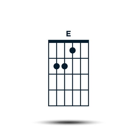 E, Basic Guitar Chord Chart Icon Vector Templateのイラスト素材