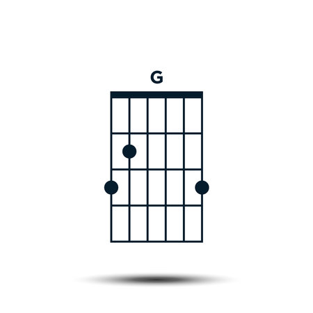 G, Basic Guitar Chord Chart Icon Vector Templateのイラスト素材