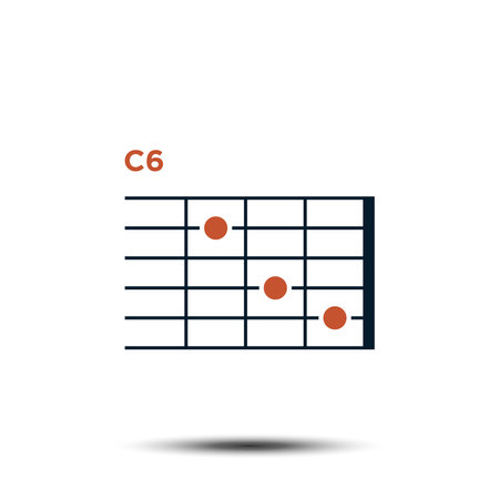 C6, Basic Guitar Chord Chart Icon Vector Templateのイラスト素材