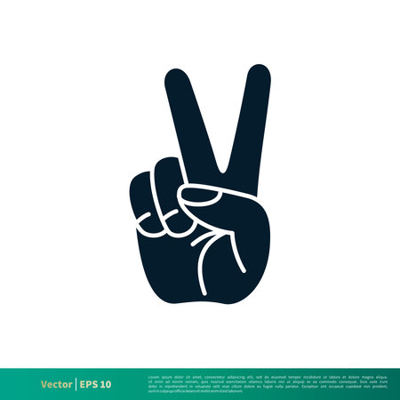Peace, Victory Gesture Finger Icon Vector Logo Template Illustration Design EPS 10.のイラスト素材