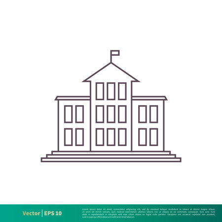 School Building Icon Vector Logo Template Illustration Design. Editable Vector EPS 10.のイラスト素材