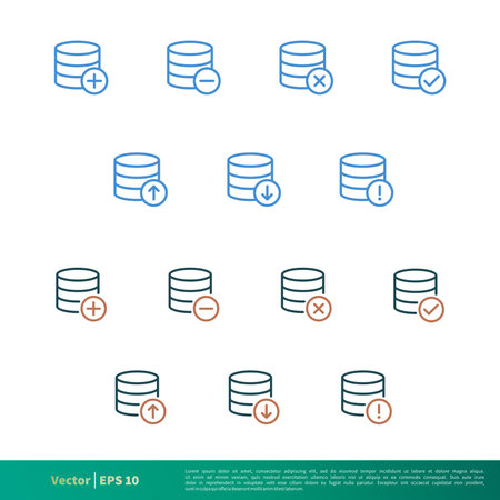 Set Data Storage Essential Icon Vector Logo Template Illustration Design. Editable Vector EPS 10.のイラスト素材