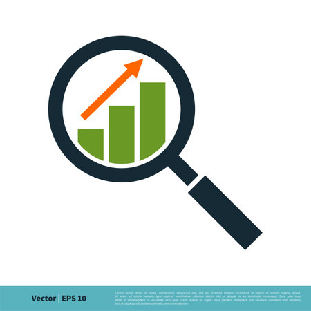 Magnifying Glass Stock Exchange Finance Icon Vector Logo Template Illustration Design. Vector EPS 10.のイラスト素材