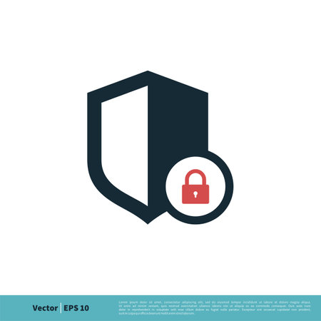 Shield and Padlock Icon Vector Logo Template Illustration Design. Vector EPS 10.のイラスト素材