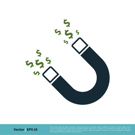 Magnet Dollar Sign Icon Vector Logo Template Illustration Design. Vector EPS 10.のイラスト素材