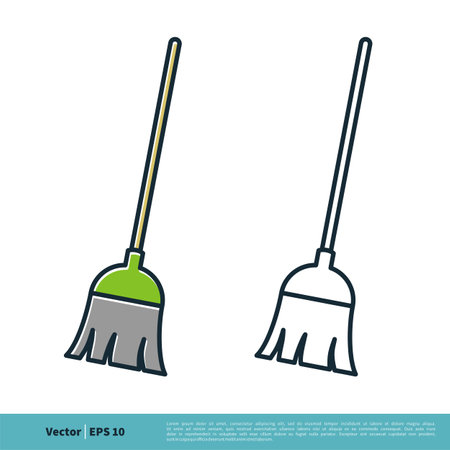 Broom - Cleaning Service Equipment Icon Vector Logo Template Illustration Design. Vector EPS 10.のイラスト素材