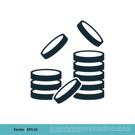 Stacked Coins Icon Vector Logo Template Illustration Design. Vector EPS 10.のイラスト素材
