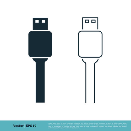 USB Connection Cable Device Icon Vector Logo Template Illustration Design. Vector EPS 10.のイラスト素材