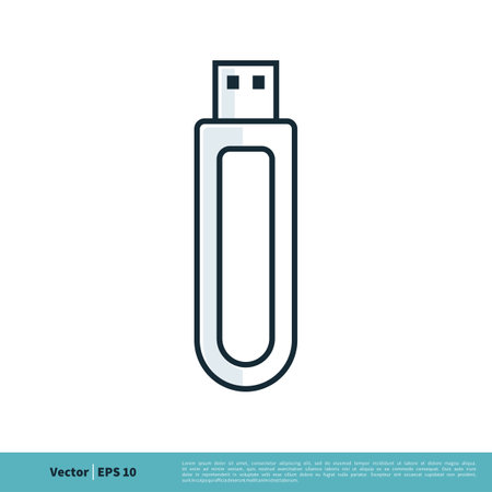 Flash Drive Line Art Icon Vector Logo Template Illustration Design. Vector EPS 10.のイラスト素材