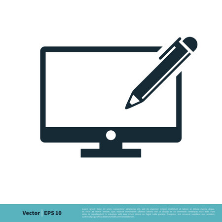 Screen and Pencil Icon Vector Logo Template Illustration Design. Vector EPS 10.のイラスト素材