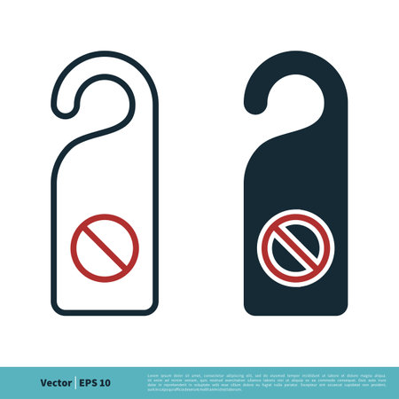 Hanging Tag Door of The Hotel Icon Vector Logo Template Illustration Design. Vector EPS 10.のイラスト素材