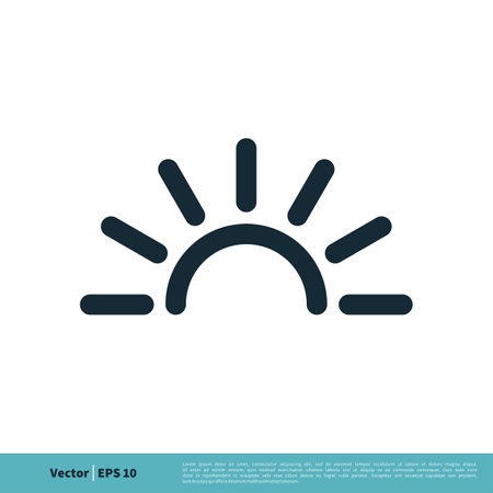 Sun Light Line Art Icon Vector Logo Template Illustration Design. Vector EPS 10.のイラスト素材