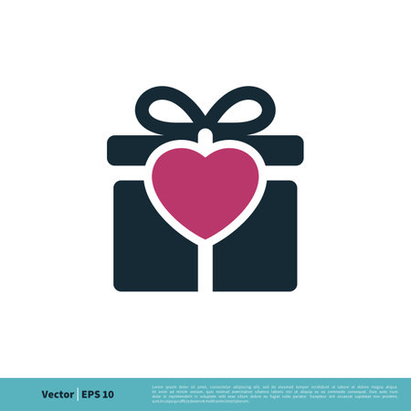 Love Heart and Gift Box Icon Vector Logo Template Illustration Design. Vector EPS 10.のイラスト素材