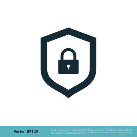 Shield and Padlock Icon Vector Logo Template Illustration Design. Vector EPS 10.のイラスト素材