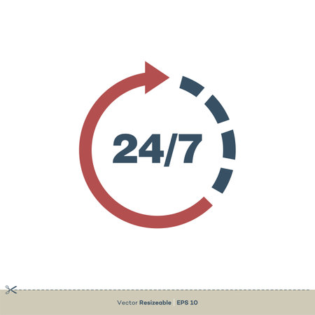 Open 24/7 Icon Vector Logo Template Illustration Design. Vector EPS 10.のイラスト素材