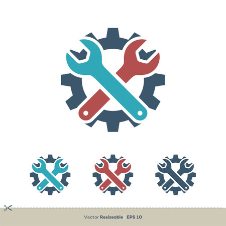 Tool Kit Wrench and Gear Vector Logo Template Illustration Design. Vector EPS 10.のイラスト素材