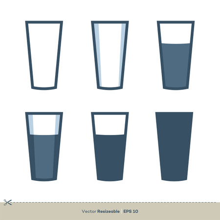 Glass of Water Set Vector Logo Template Illustration Design. Vector EPS 10.のイラスト素材
