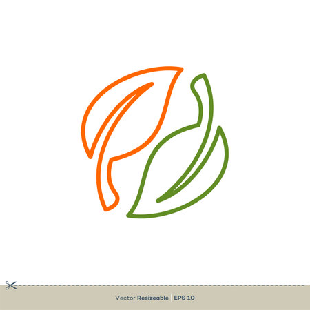 Outline Leaf Vector Logo Template Illustration Design. Vector EPS 10.のイラスト素材