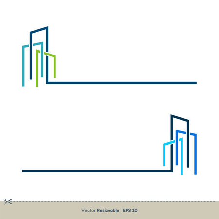 Outline Skyscrapers Vector Logo Template Illustration Design. Vector EPS 10.のイラスト素材