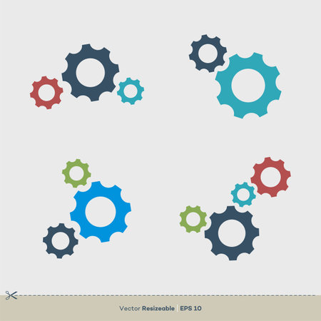 Gear Set Vector Template. Colorful Icon Logo Illustration Design. Vector EPS 10.のイラスト素材