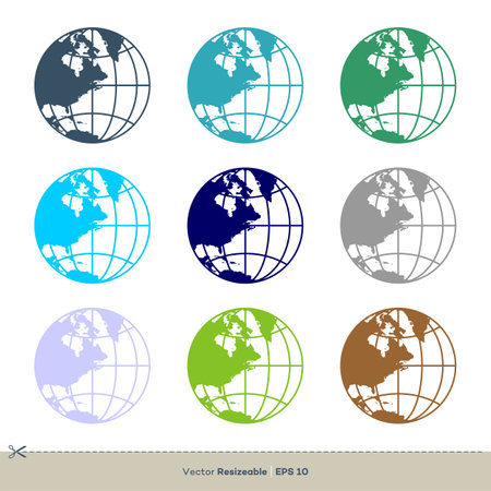 Globe Set Color Vector Logo Template Illustration Design. Vector EPS 10.のイラスト素材