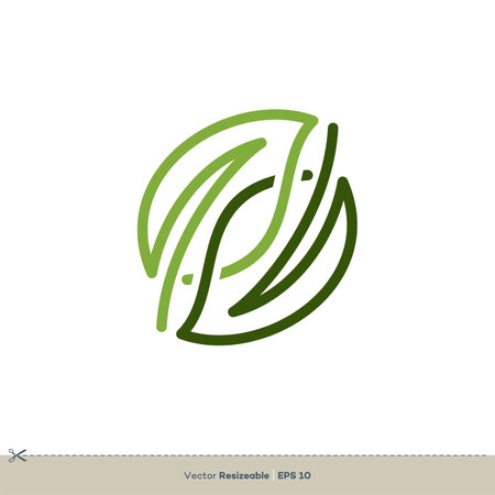 Outline Leaf Vector Logo Template Illustration Design. Vector EPS 10.のイラスト素材