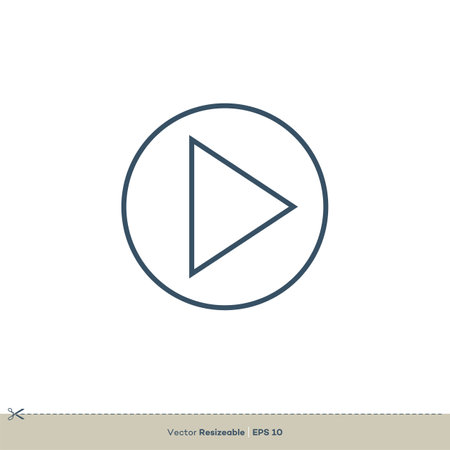 Line Art Play Button Icon Vector Logo Template Illustration Design. Vector EPS 10.のイラスト素材