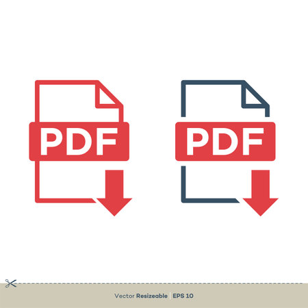 PDF Document Download Icon Logo Template Illustration Design. Vector EPS 10.のイラスト素材
