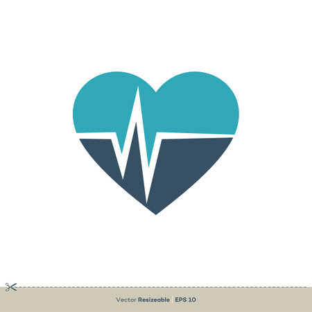 Heart and Pulse - W Letter Logo Template Illustration Design. Vector EPS 10.のイラスト素材