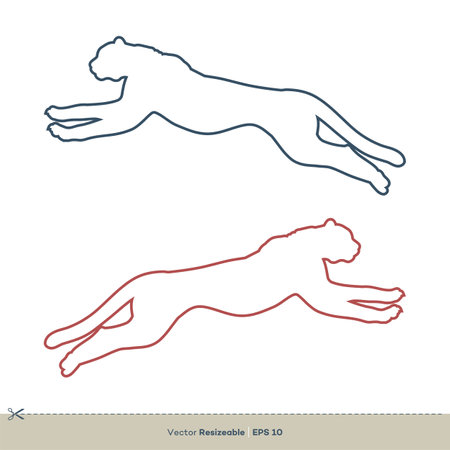 Running Cheetah Line Art Vector Template Illustration Design. Vector EPS 10.のイラスト素材