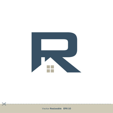 Real Estate R Letter Logo Template Illustration Designのイラスト素材