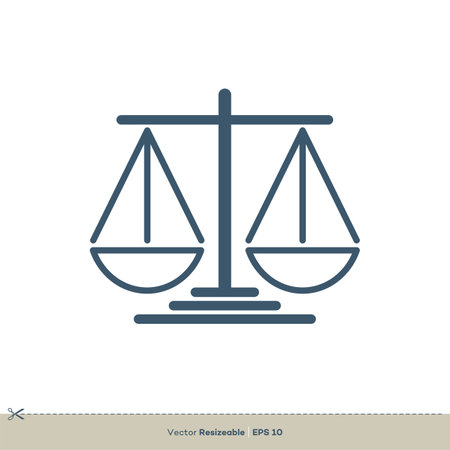 Modern Scale of Justice Logo Template Illustration Designのイラスト素材