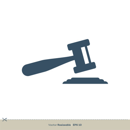 Blue Gavel Icon Vector Logo Template Illustration Designのイラスト素材