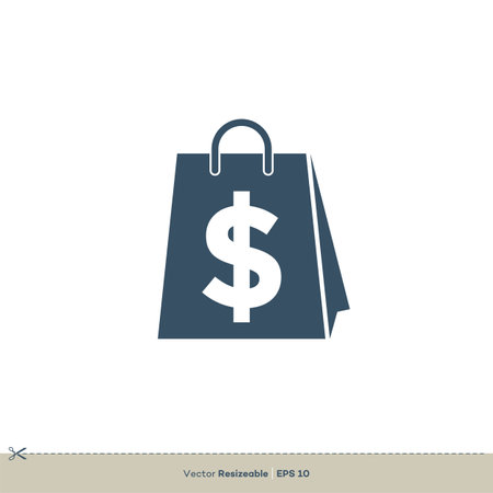 Shopping Bag Dollar Sign Icon Logo Template Illustration Designのイラスト素材