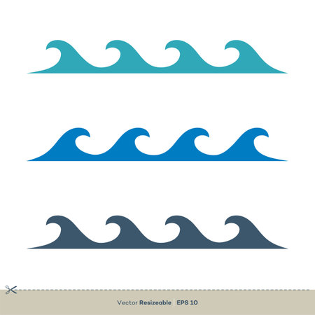 set Wave Water Vector Logo Template Illustration Designのイラスト素材